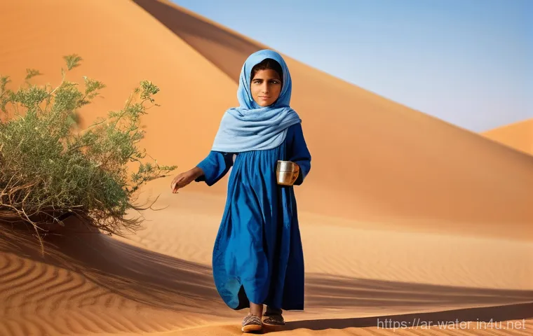수질환경 공학 학문적 접근법 - **Prompt: The Precious Drop in Arid Lands** "A heartwarming and evocative scene set in a traditi...
